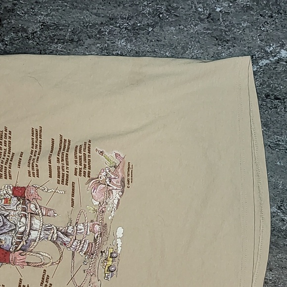 Vintage. USA Fabric. Anvil. COWBOY art by Gary Patterson. Men's size Large. - Picture 6 of 16